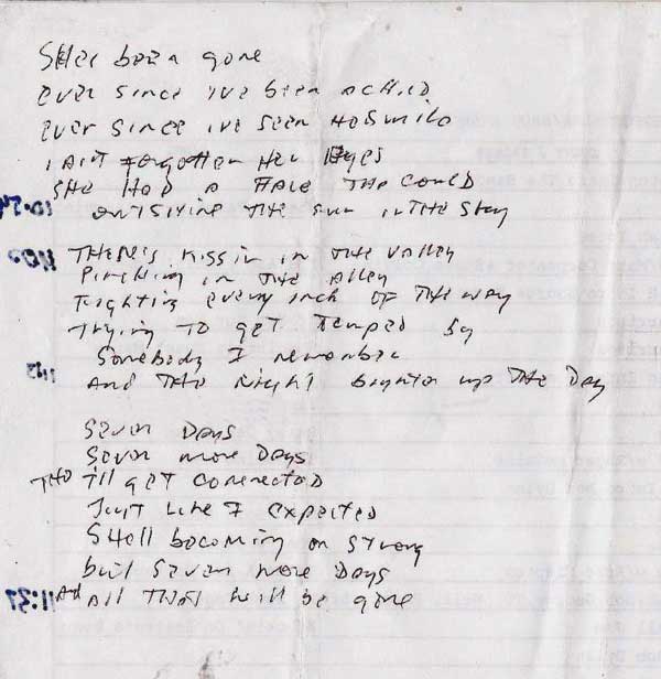Seven Days Written lyrics